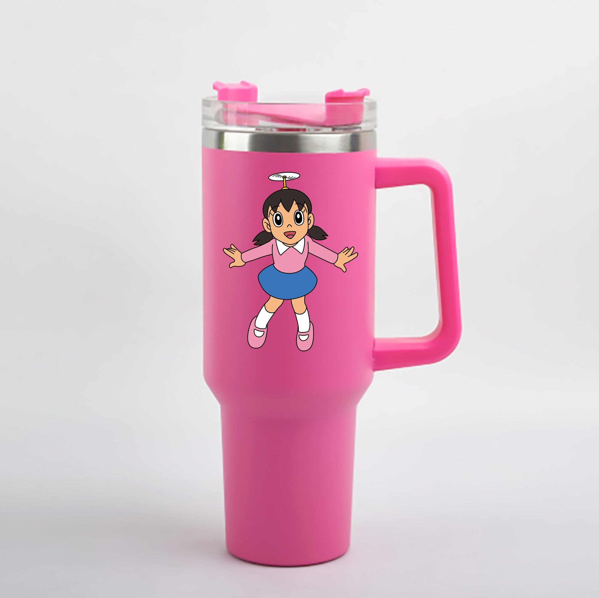 （画像用） ドラえもん みなもと しずか Doraemon Shizuka Minamoto 1200mL車用タンブラー - クリスタルステッカー（プラスチックストロー付き）